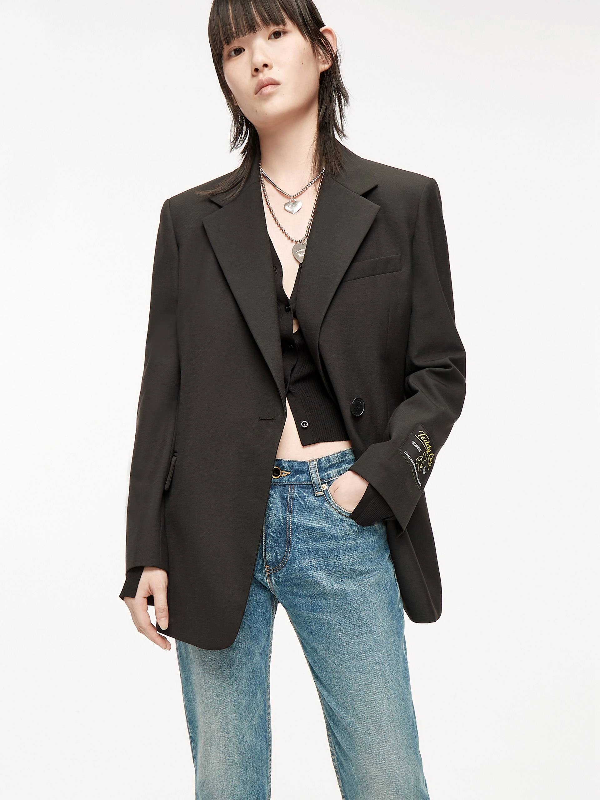 Hollow Fiber Fill Lapel Structured Blazer