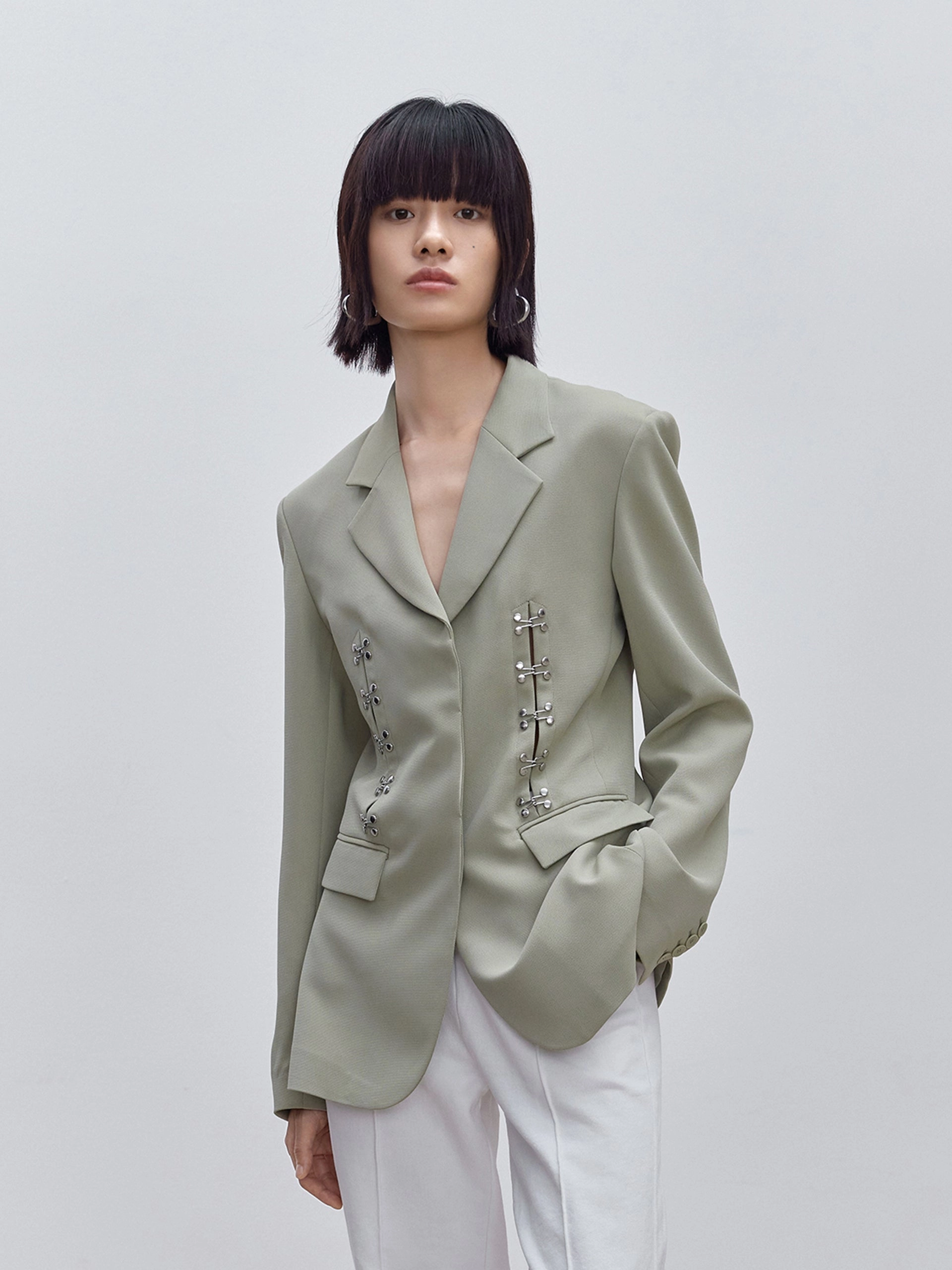 Lapel Structured Blazer Quilted Pattern