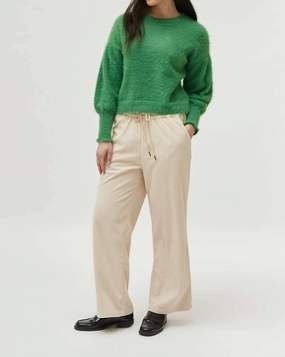 Durable Reinforced Elbows Cloud Fluff Long Sleeve Sweater In Green
