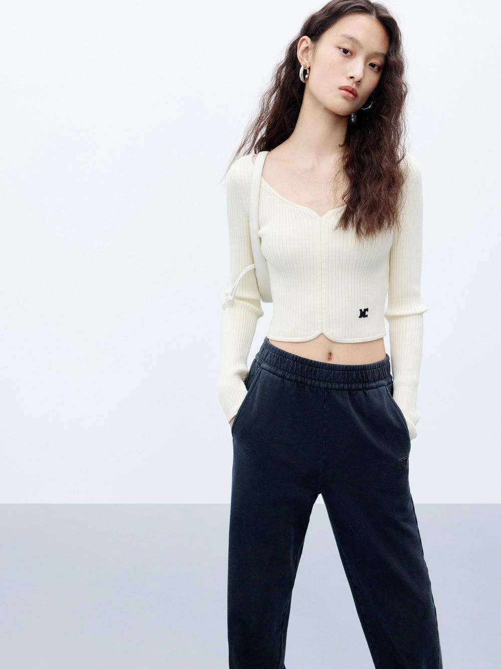 Ribbed Cropped Knit Top Durable Stitching High Thread Count Cotton
