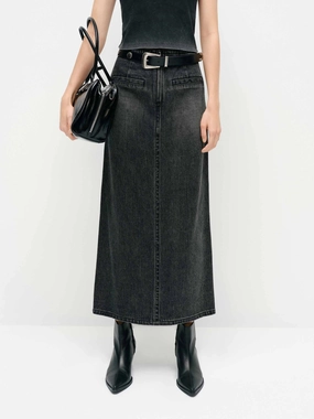 Vintage Straight Denim Skirt Work Ready