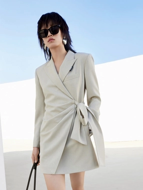 Slim Fit Wrap Bow Blazer Dress Relax Fit