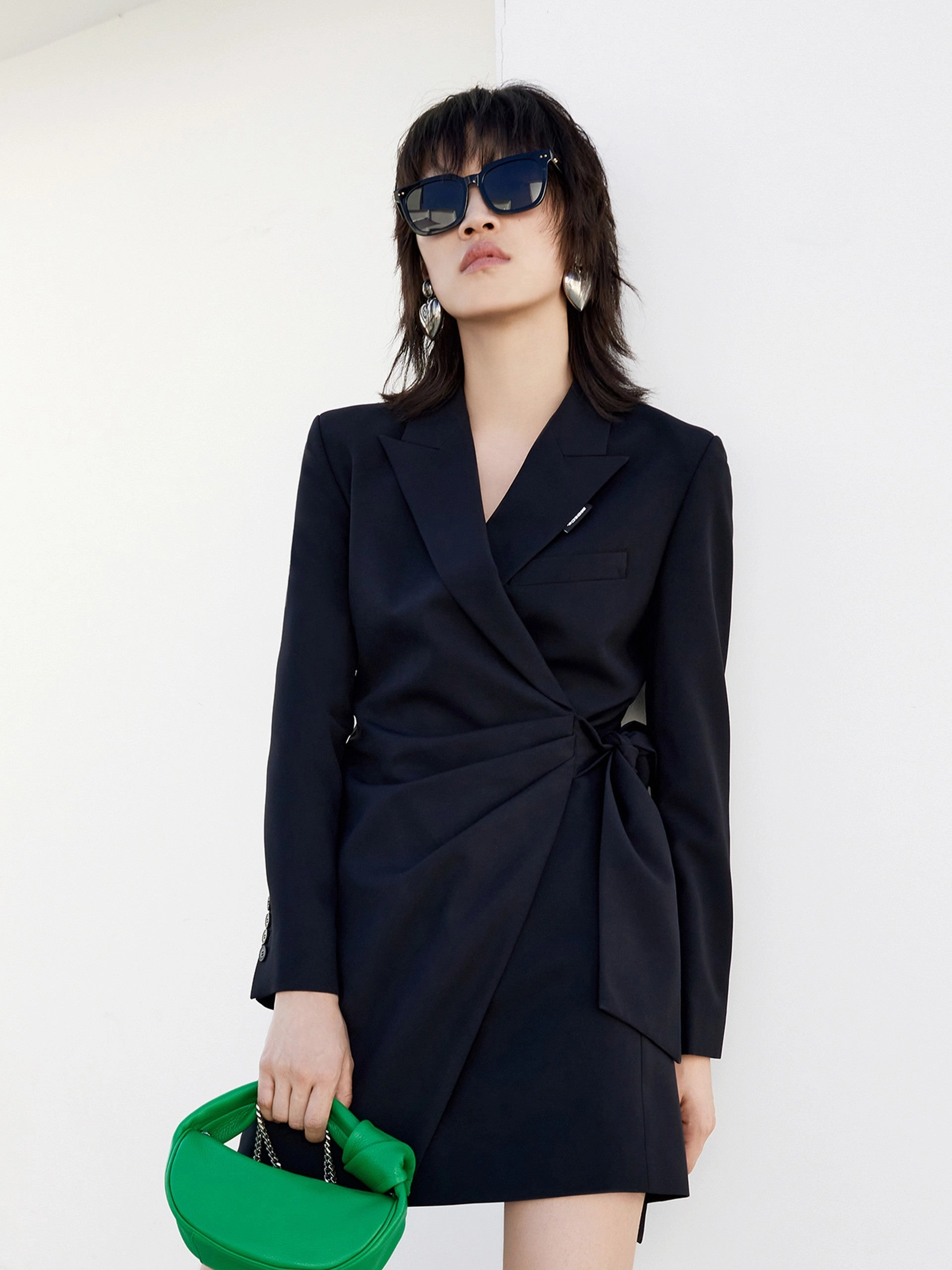 Slim Fit Wrap Bow Blazer Dress MoistureWickingTechnology