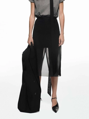 Mid-rise fit Layered Design Midi Skirt