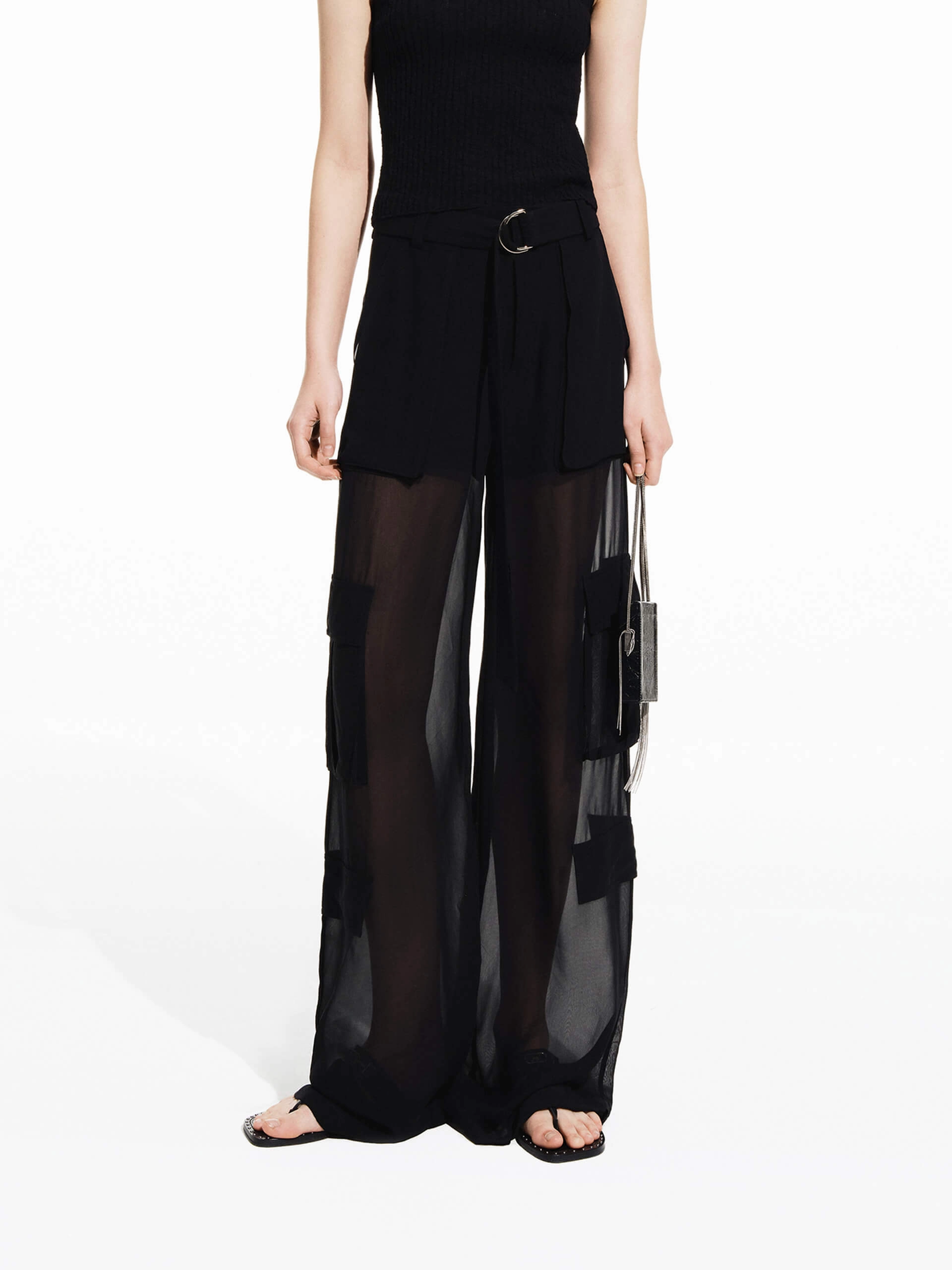 Silk Blend Mesh Pants Flexible Knee Articulation