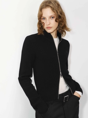 NonFadeFinish Wool Blend Zipper Cardigan