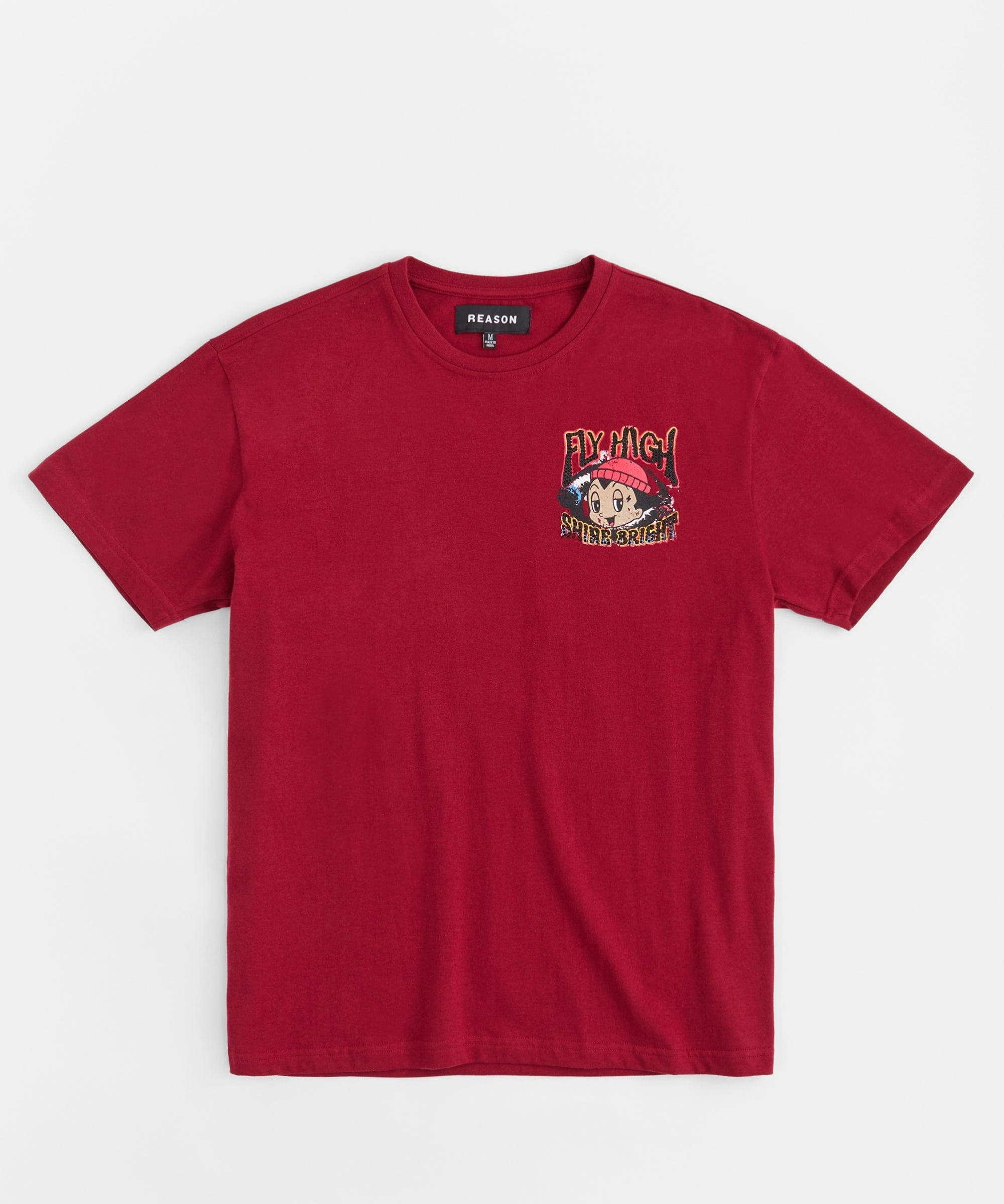 HiddenStoragePocket TumbleDryFriendlyMaterial Fly High Rhinestone Short Sleeve Tee - Mauve