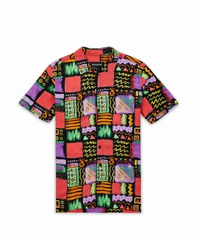 Adjust Allover Print Short Sleeve Shirt BondedSeamTechnology Reinforced Seam Technique