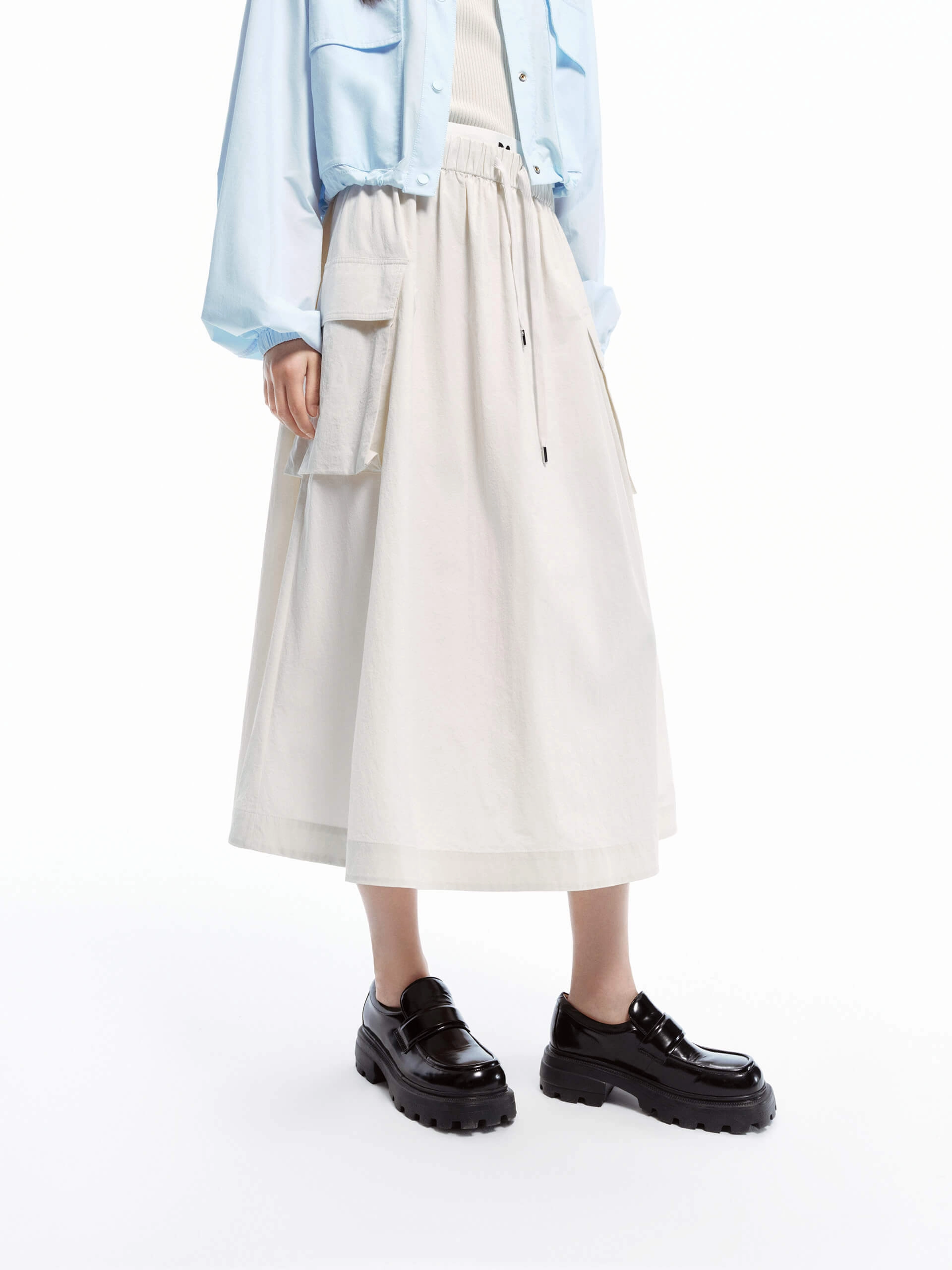 Core Flex AbrasionResistantFabric Double Waist Midi Skirt