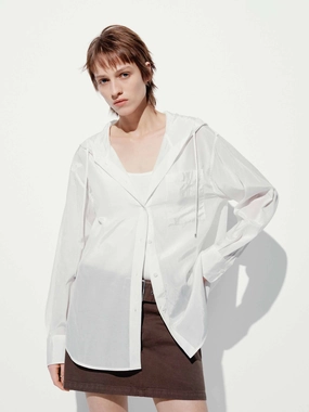 Sheer Drawstring Hood Shirt Rubberized grip VentilatedMesh