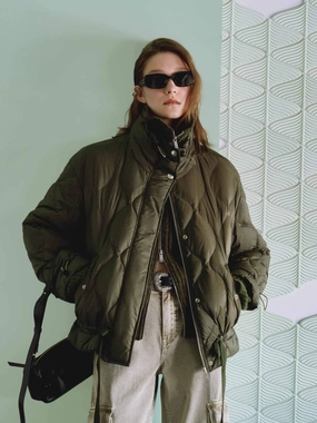 Day To Night Wear Tie Hem Quilted Down Jacket
