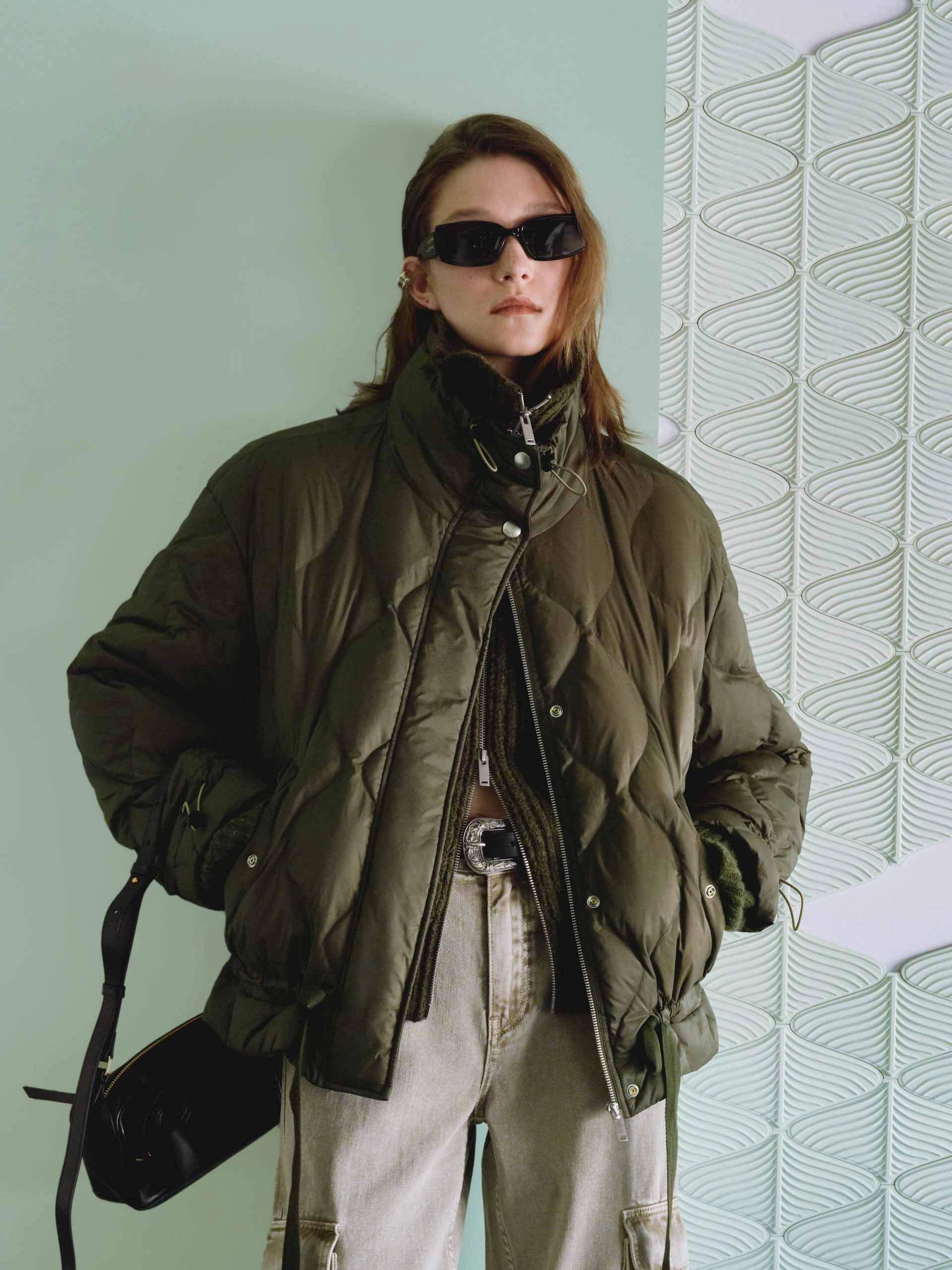 Day To Night Wear Tie Hem Quilted Down Jacket
