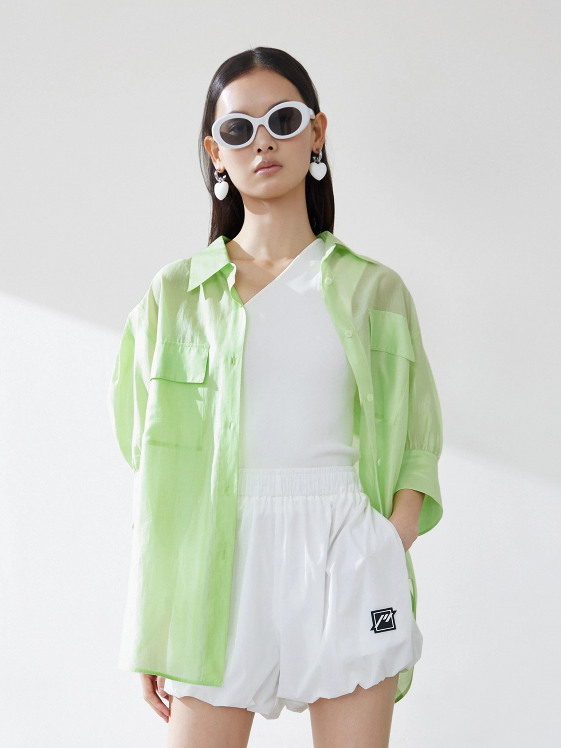 SlimFitAdaptation Puff Sleeve Pocket Shirt
