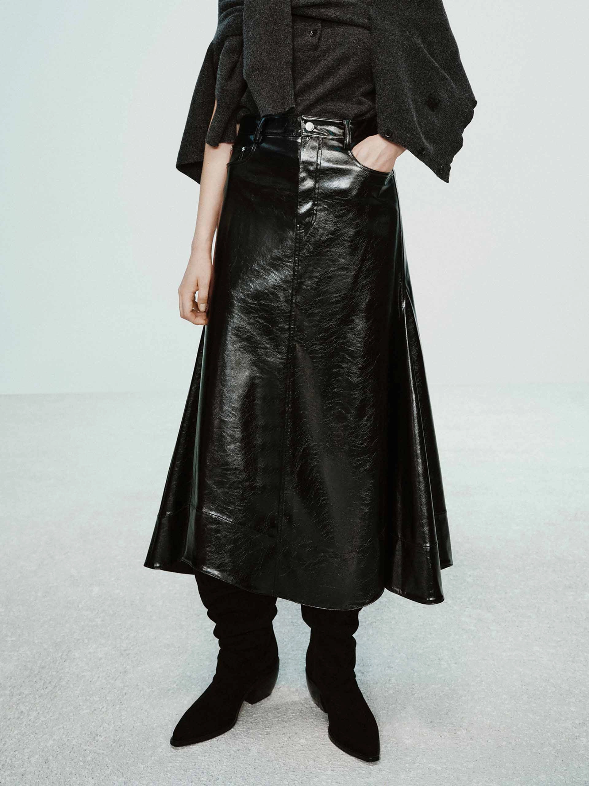 Leather A-line Cut Skirt Moisture wicking