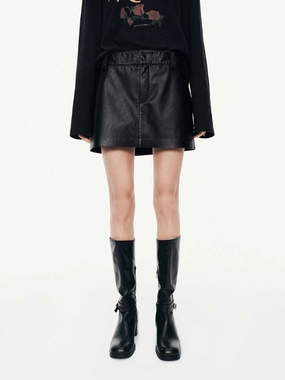 Leather Straight Cut Skirt Movement Flex