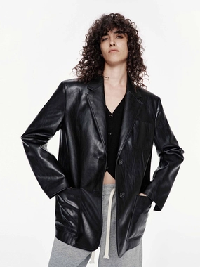 Abrasion Resistant Trim Leather Structured Blazer