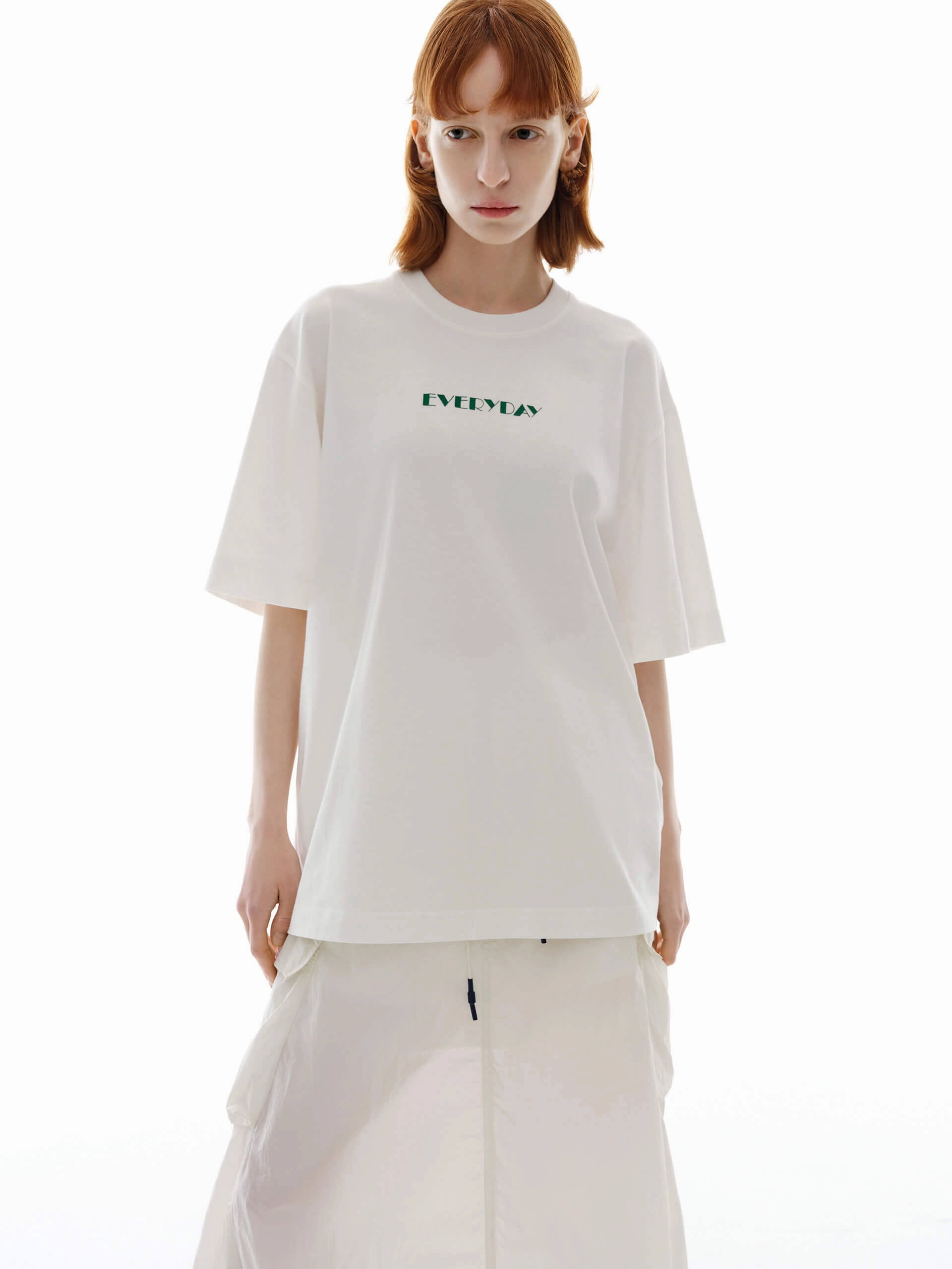 Letter EVERYDAY Print Cotton T-shirt Thermal Regulation Fabric Simple and Relaxed