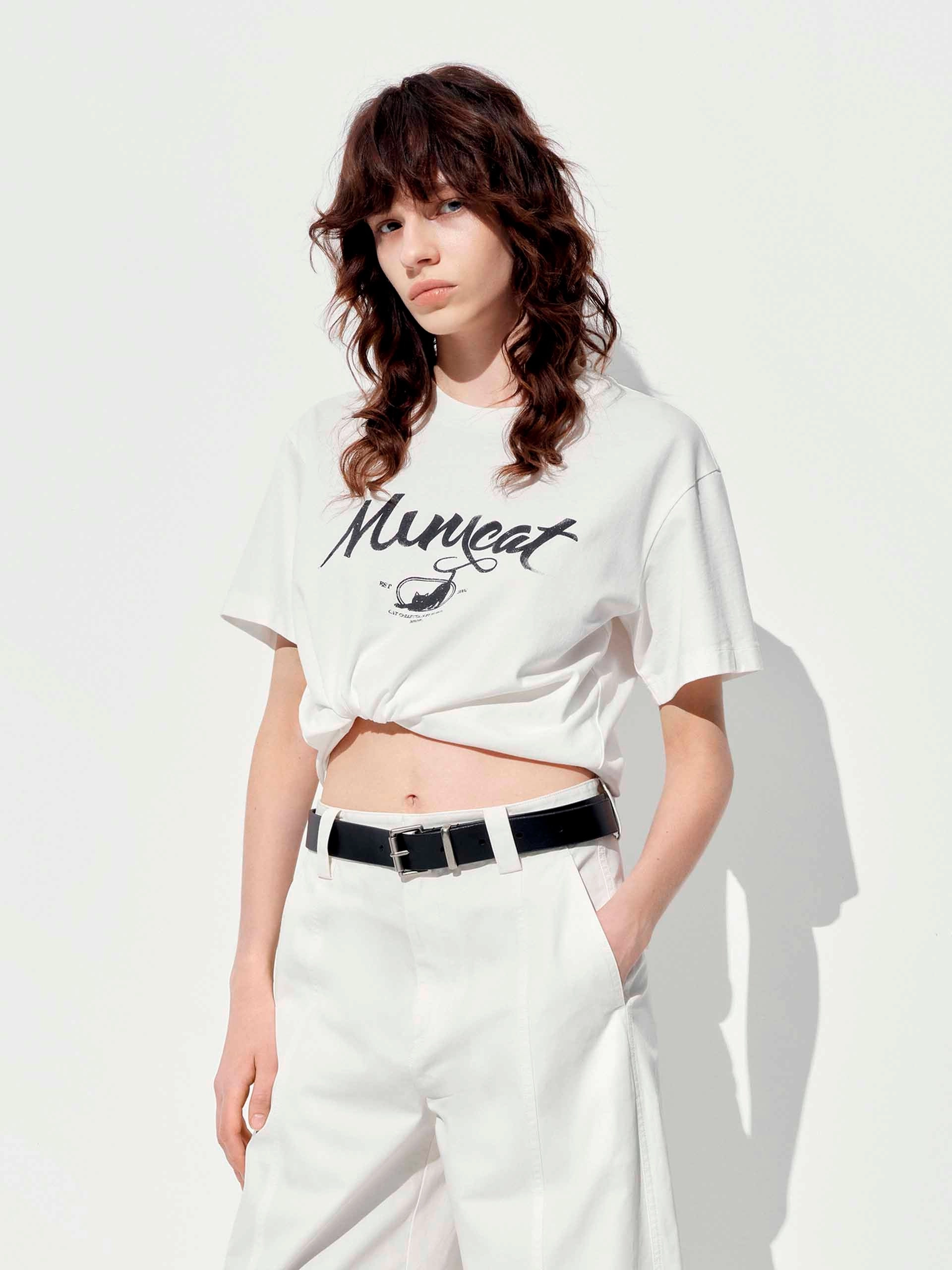 Letter Print Cotton T-shirt Chilly Layer Breathable mesh