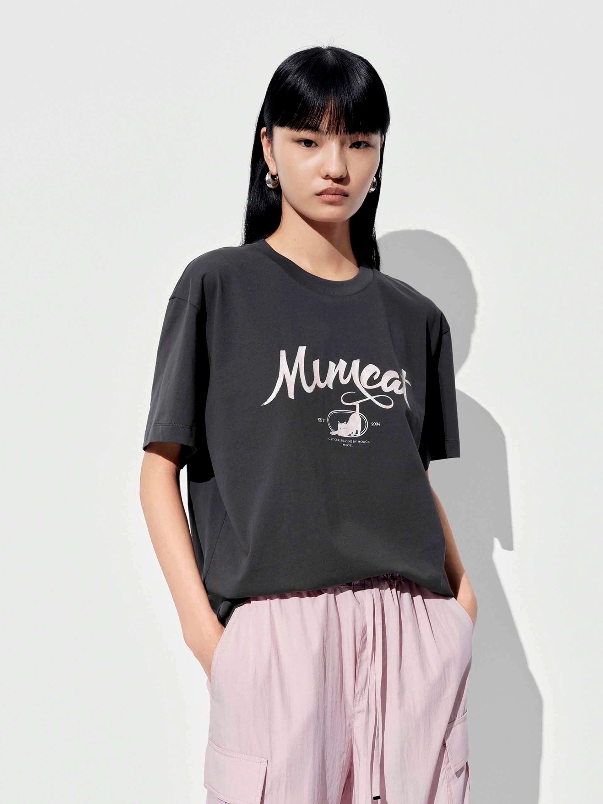 Pocket Detailing Low carbon footprint Letter Print Cotton T-shirt