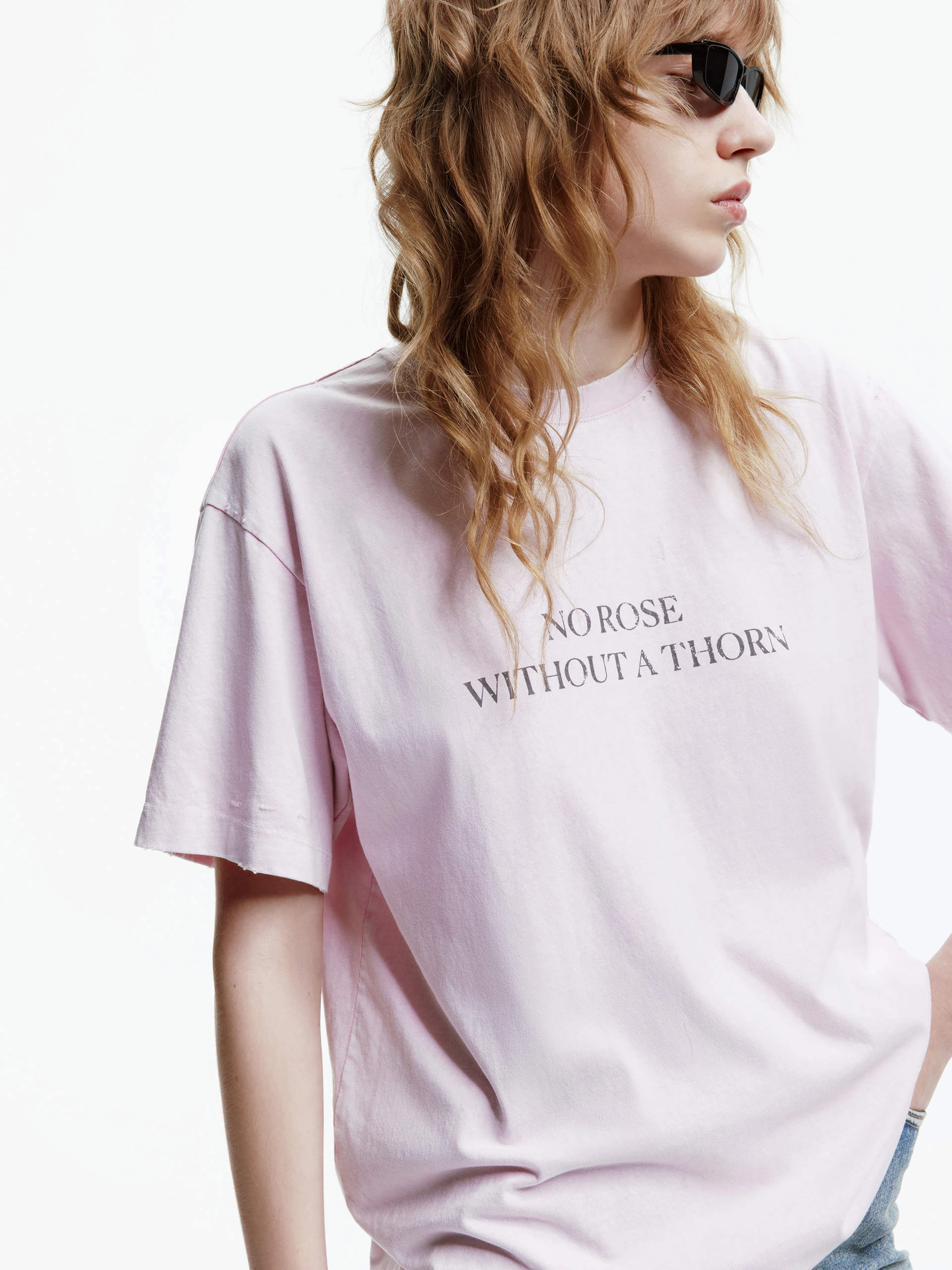 Quick Fit Seam Free Edging Letter Print Loose T-shirt