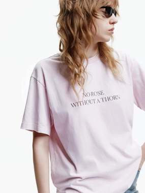 Quick Fit Seam Free Edging Letter Print Loose T-shirt