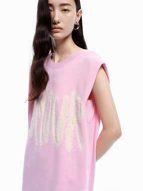 Letter Print Sleeveless Dress button detail Mood Friendly