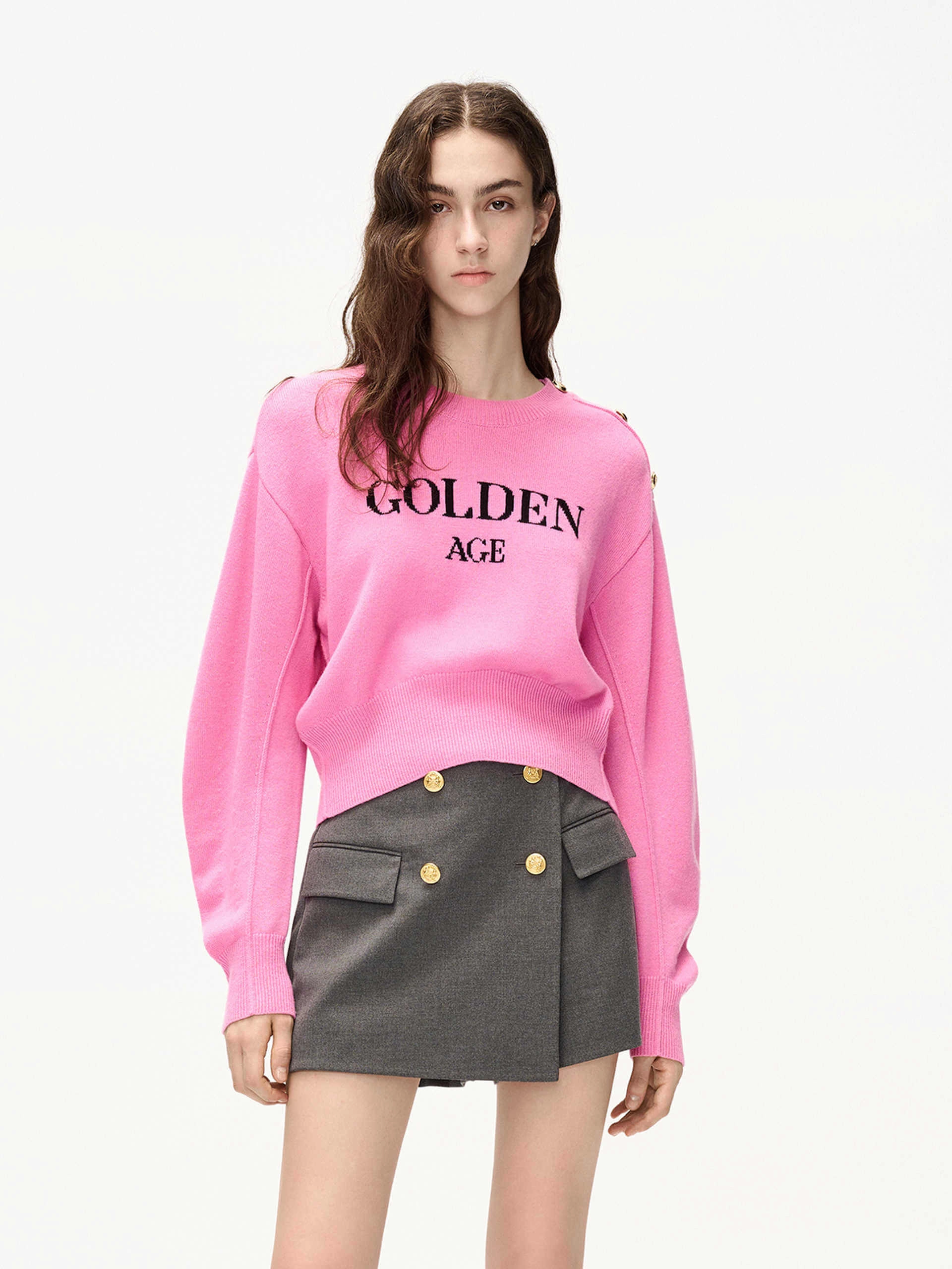 Oversized Fit Letter Print Wool Sweater