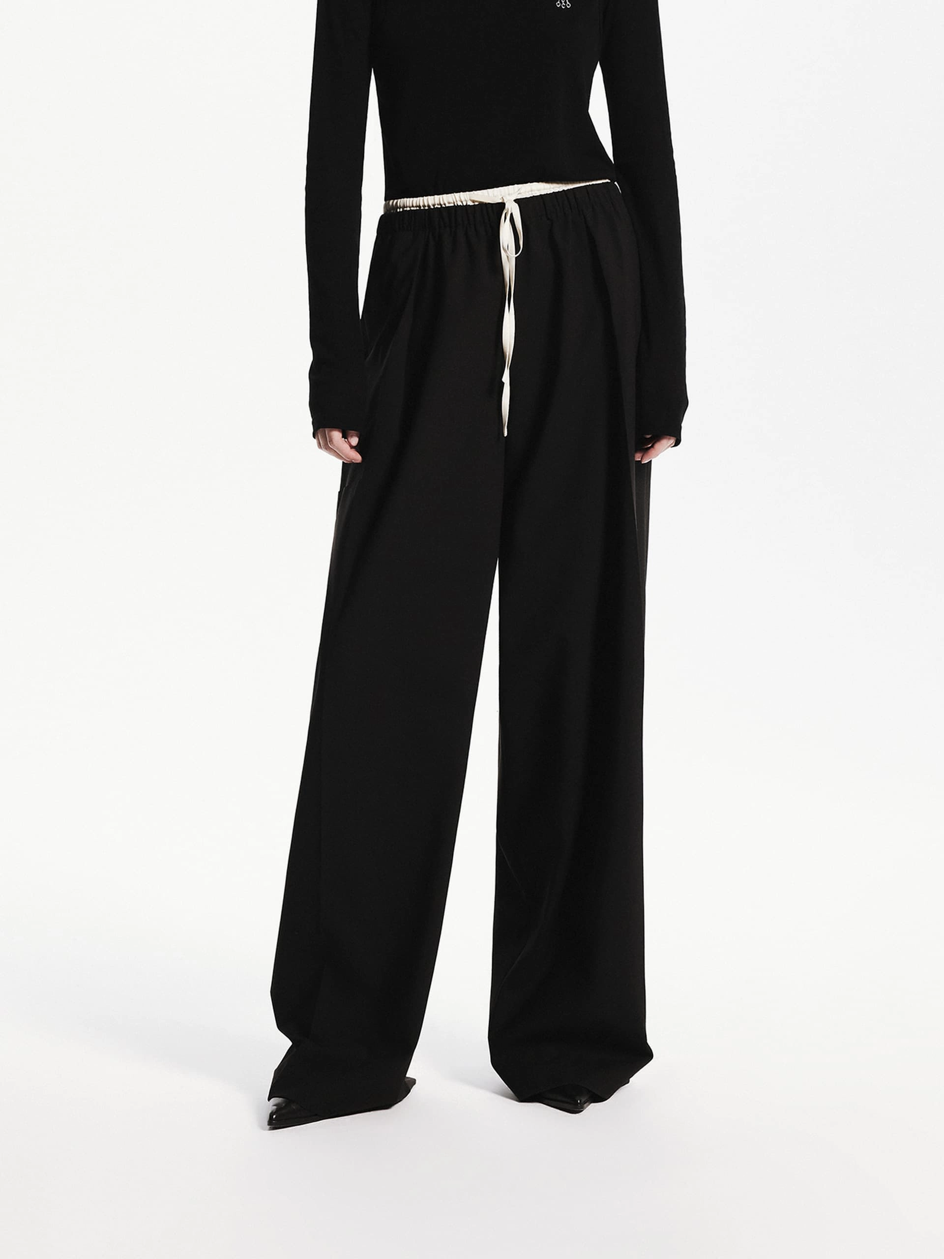WaterRepellentCoating Tall Length Wool Blend Contrast Pants