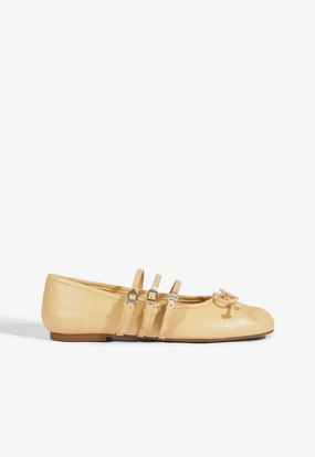 Arissa Beige Leather Ballet Flat Scent Walk Media Day