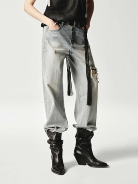 Customizable Fit Light Blue Distressed Jeans
