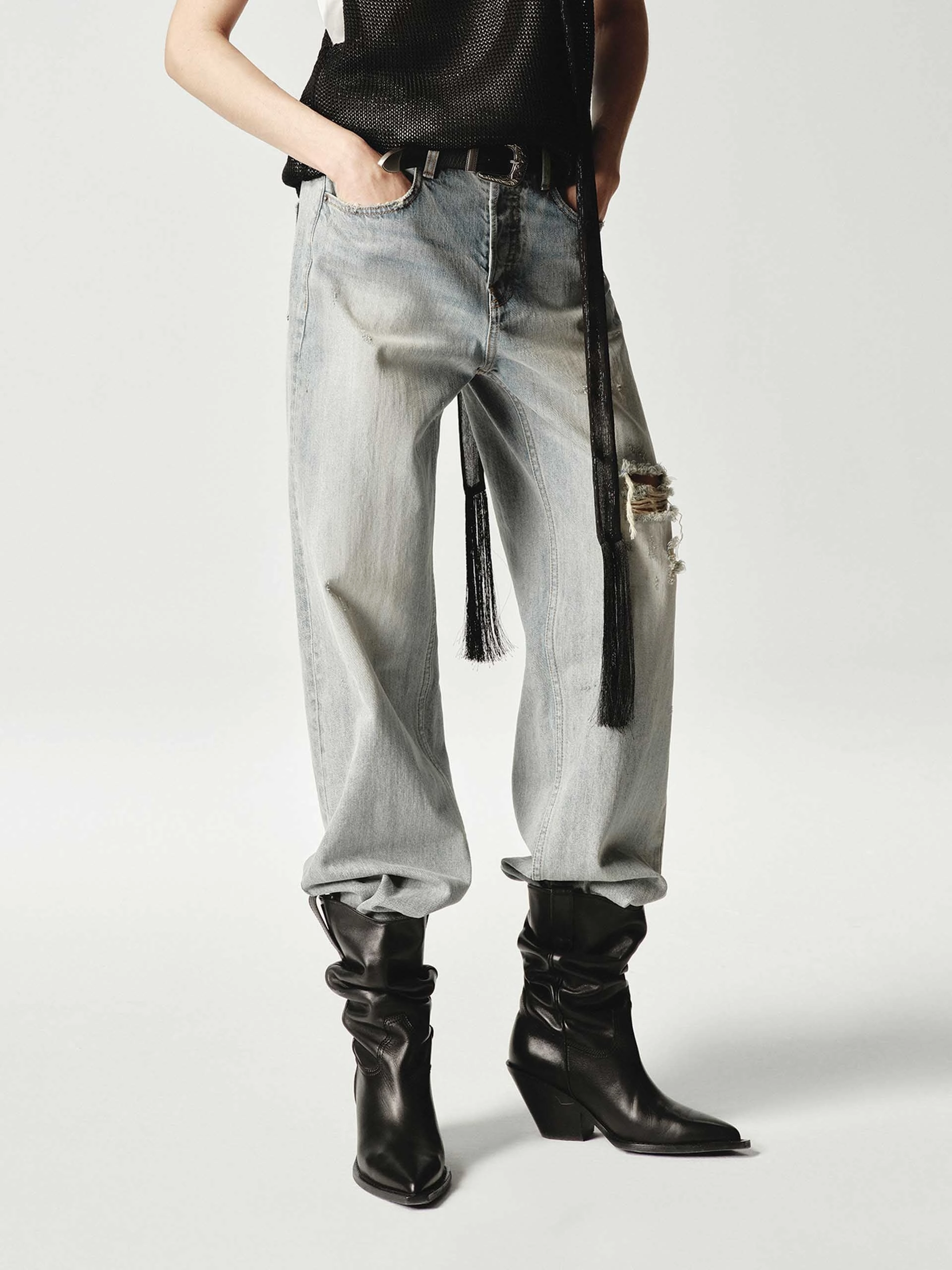 Light Blue Distressed Jeans Casual Staple Stretch Classic Gym Ready