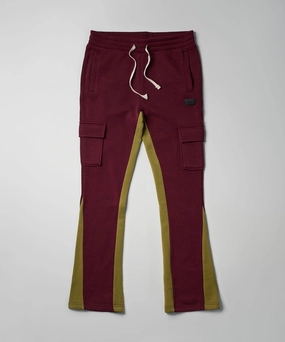 TaglessComfort Free Movement Flare Stacked Fleece Sweatpants - Burgundy