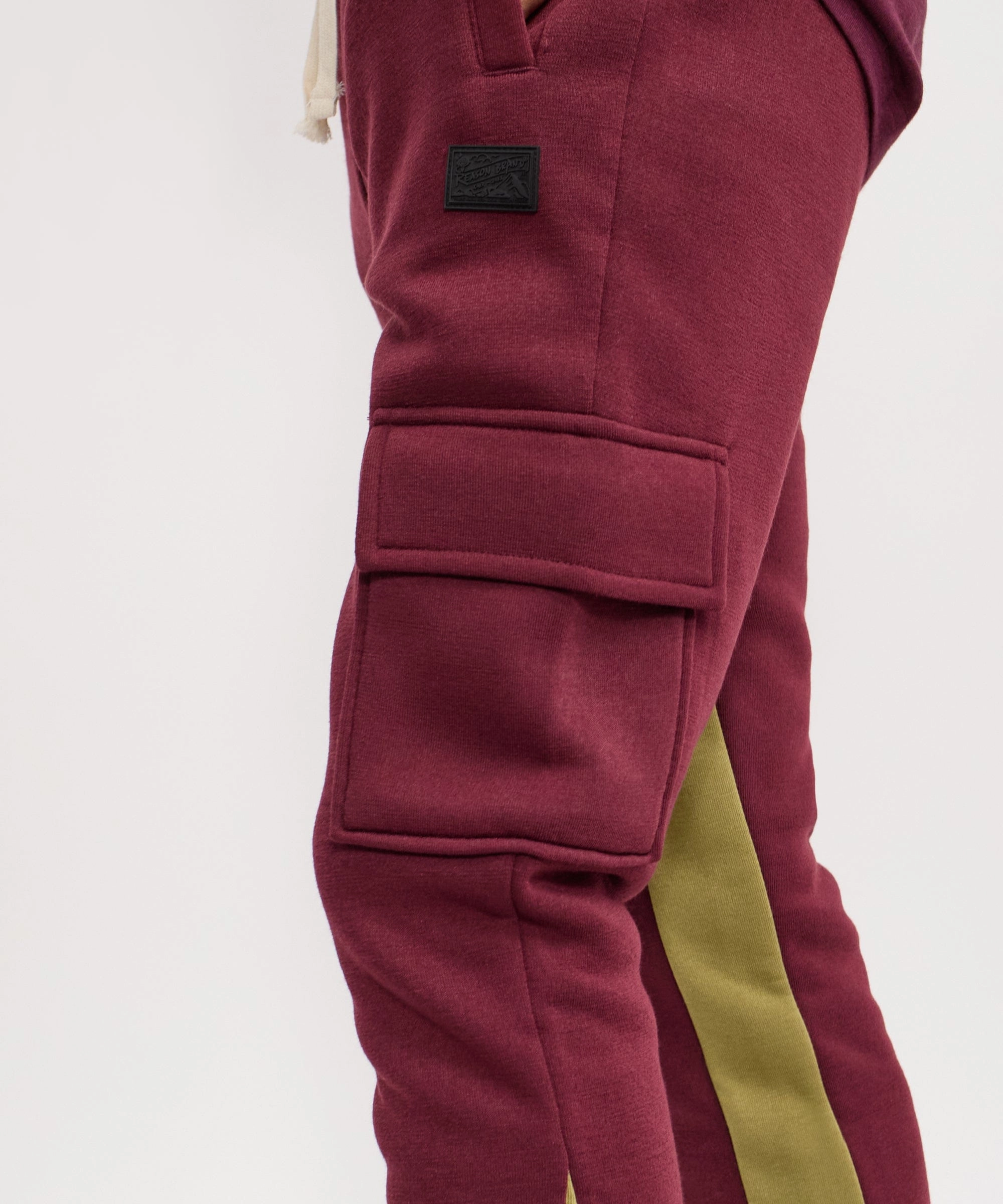Flare Stacked Fleece Sweatpants - Burgundy Trendy Waist
