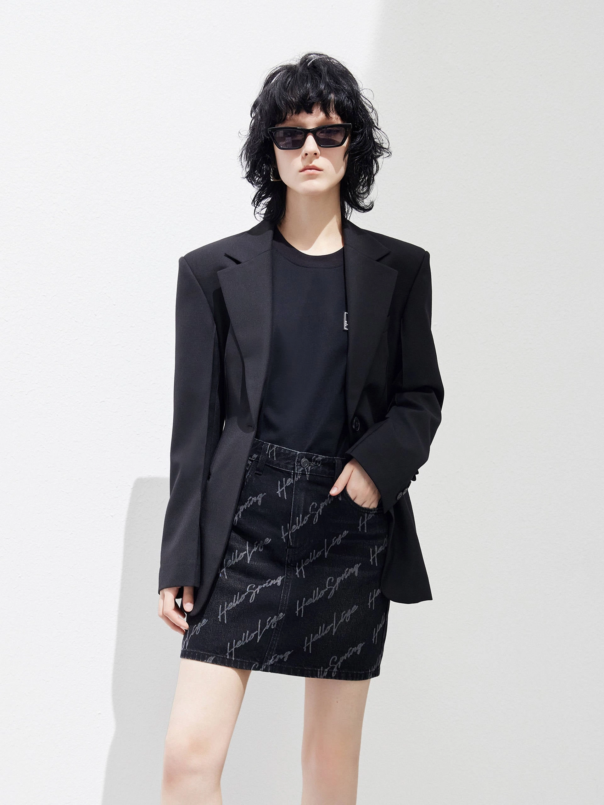 Wool Blend Waisted Blazer Non Restrictive Cut Casual Style