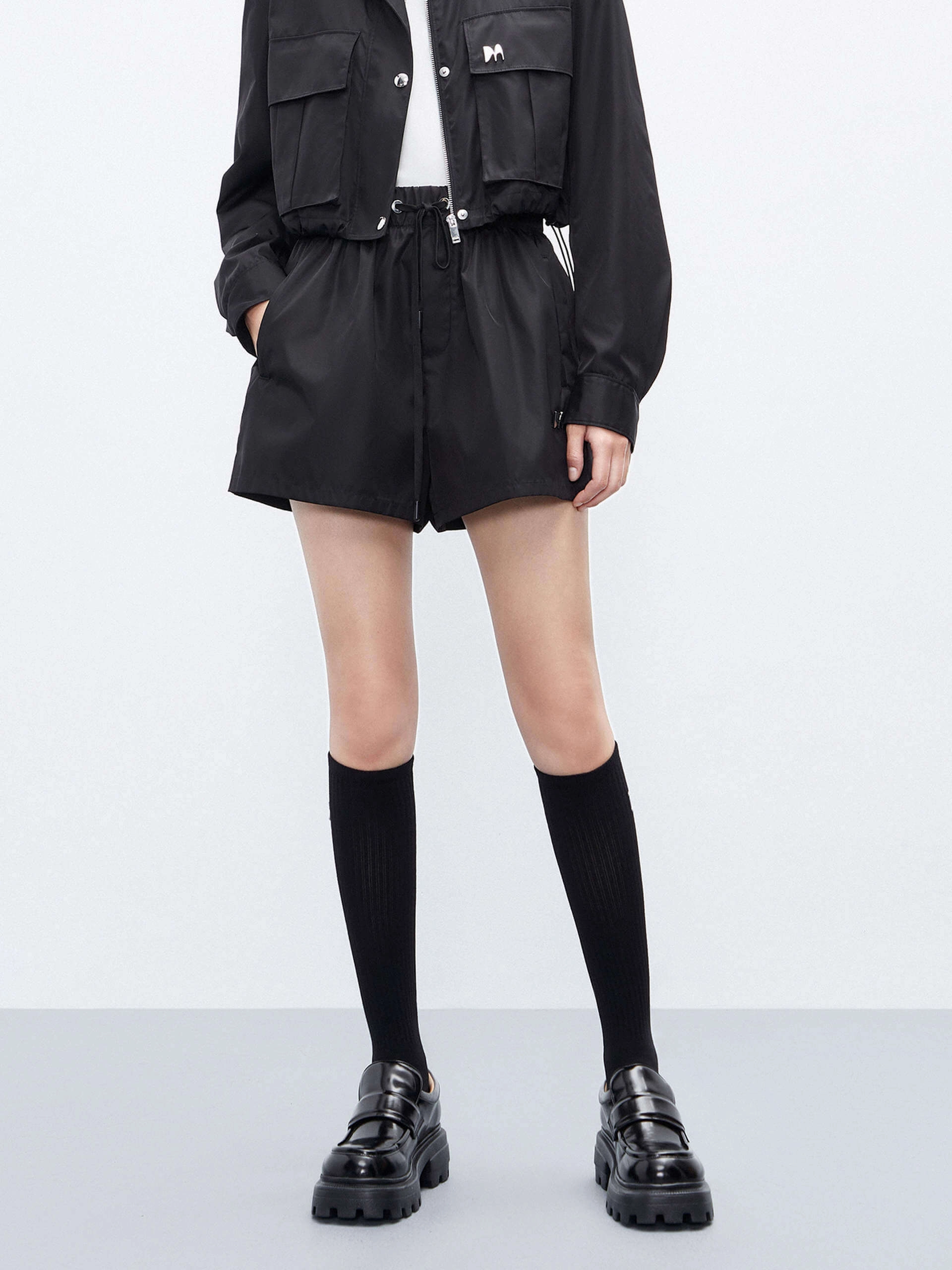 Drawstring Waist Logo Shorts AbrasionResistantPanels