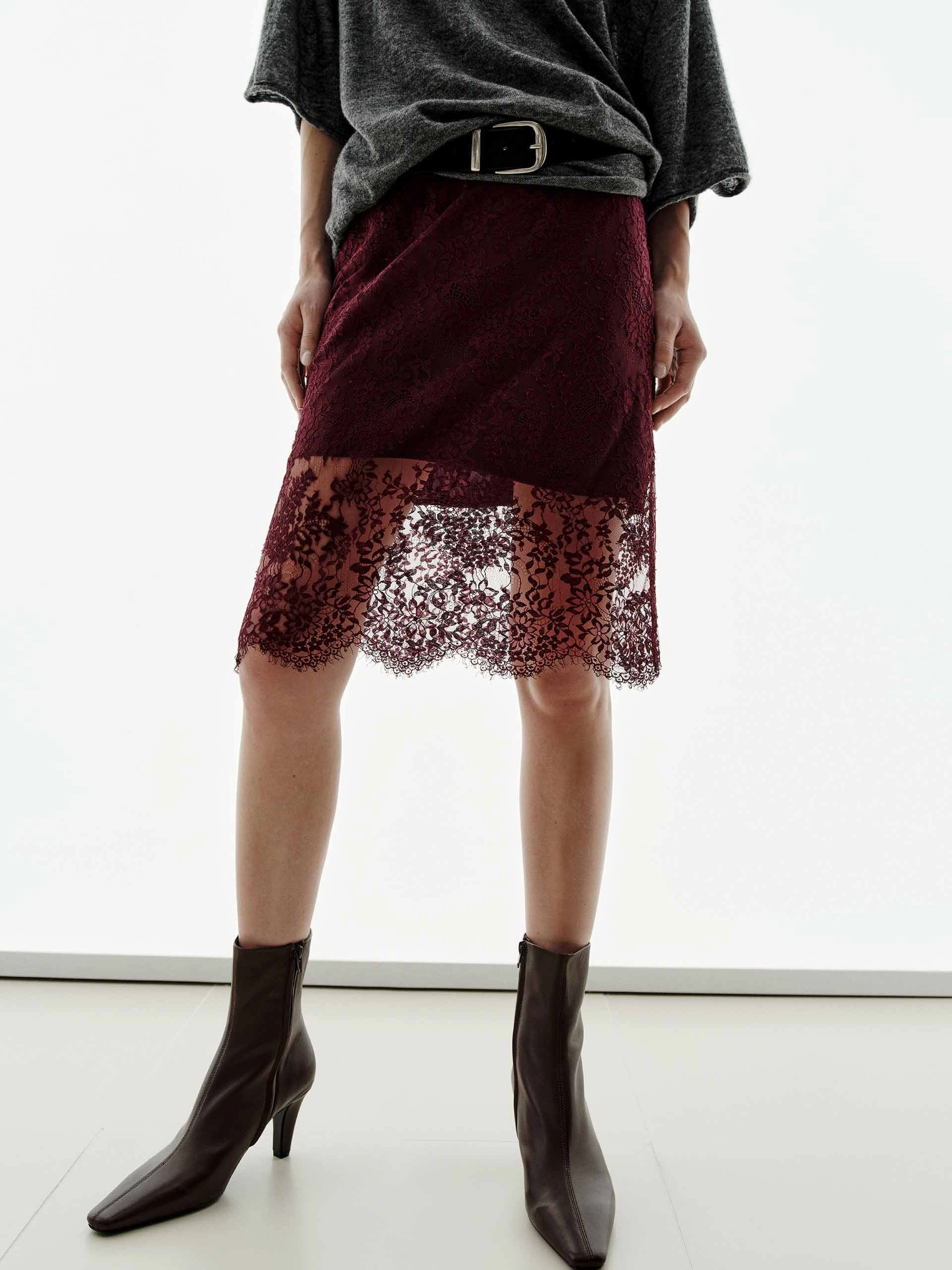 Timeless Comfort Lace Detail Midi Skirt