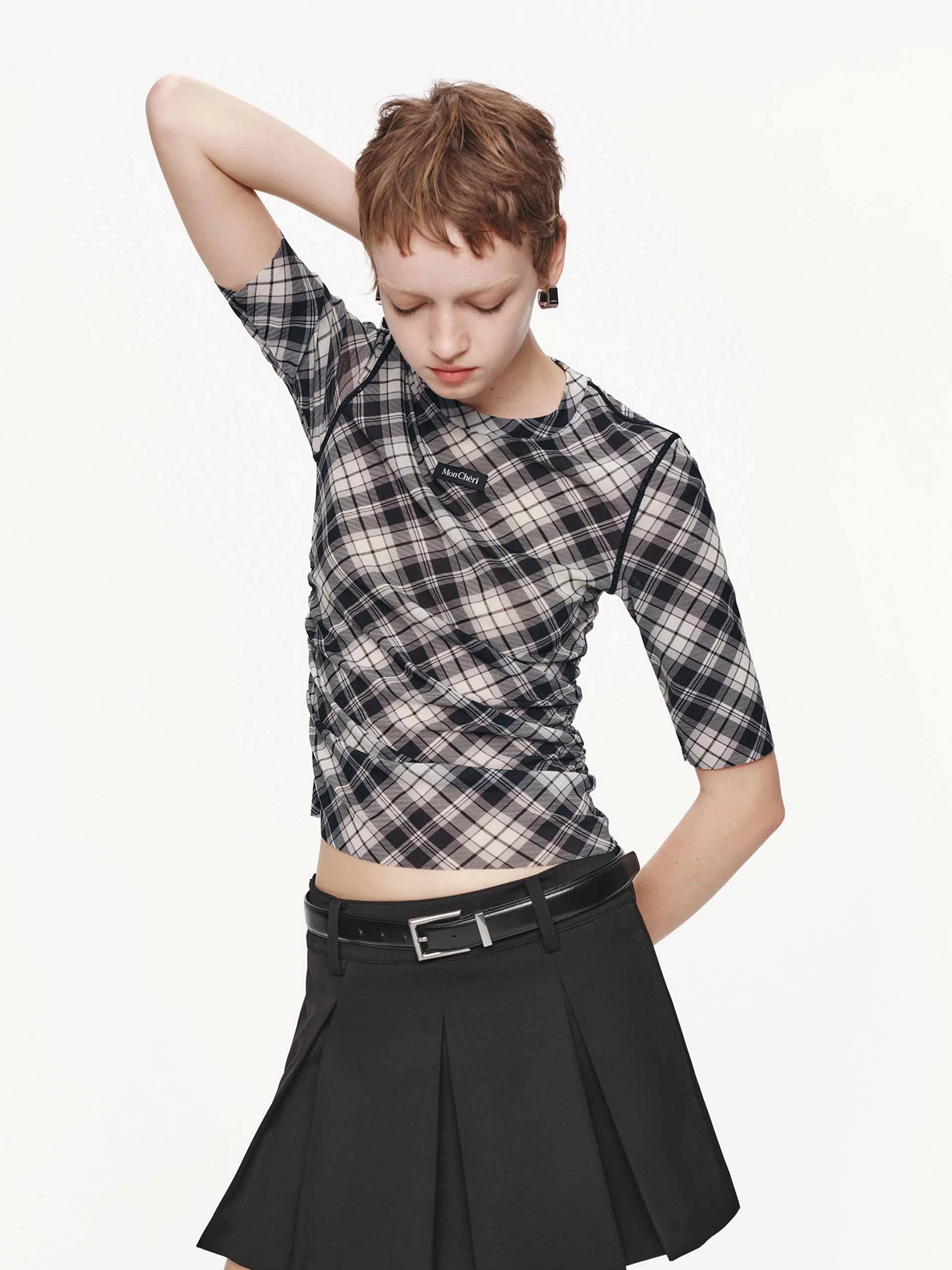 Fitted Plaid Pattern Top NonChafingTrim