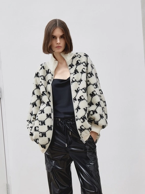 Logo Jacquard Shearing Fleece Jacket SunProtective Airflow Optimized Weave