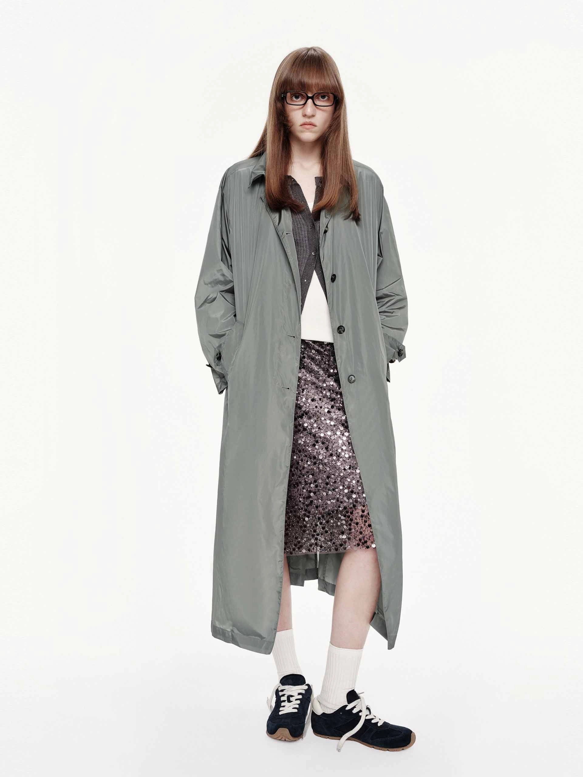 Lightweight Button Trench Coat Detachable Components