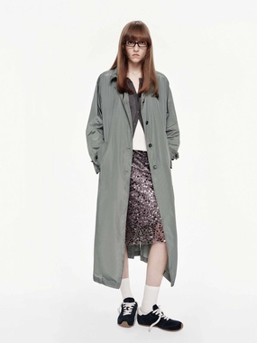 Lightweight Button Trench Coat Detachable Components