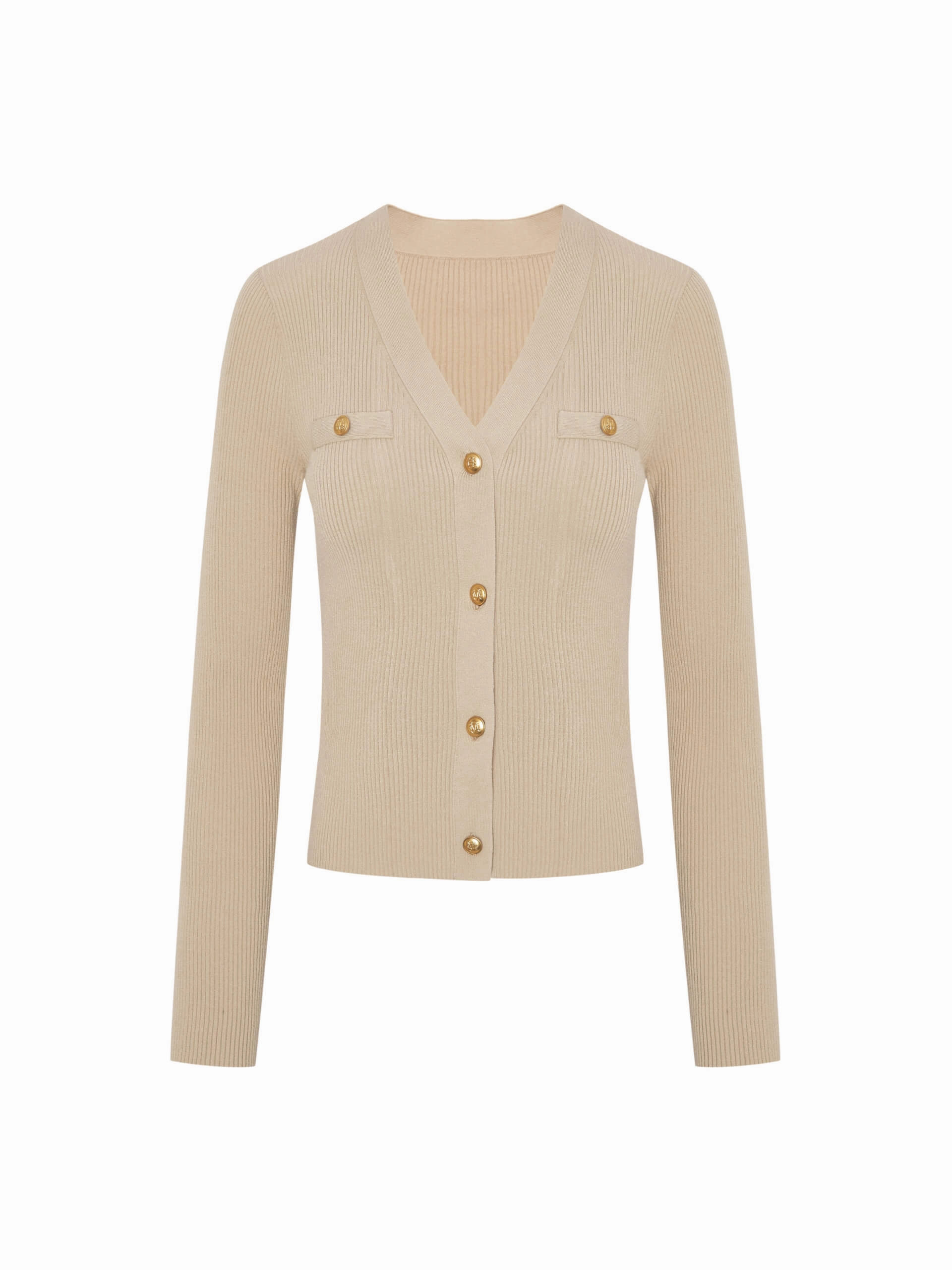 V Neck Rib Knit Cardigan LongLastingDurability FlexFoamInserts