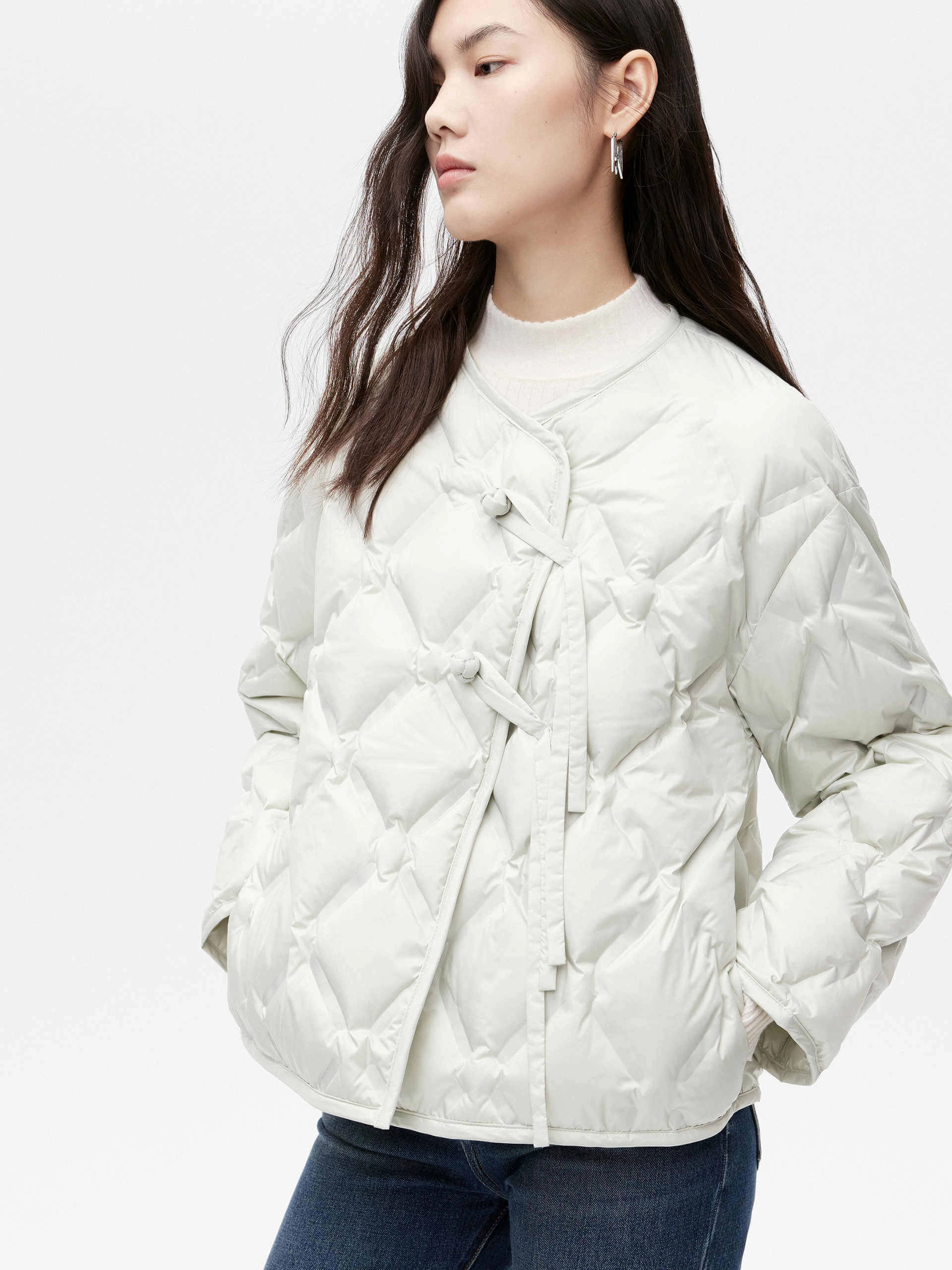 Lightweight Cropped Down Jacket Winter Layers Stripe Look