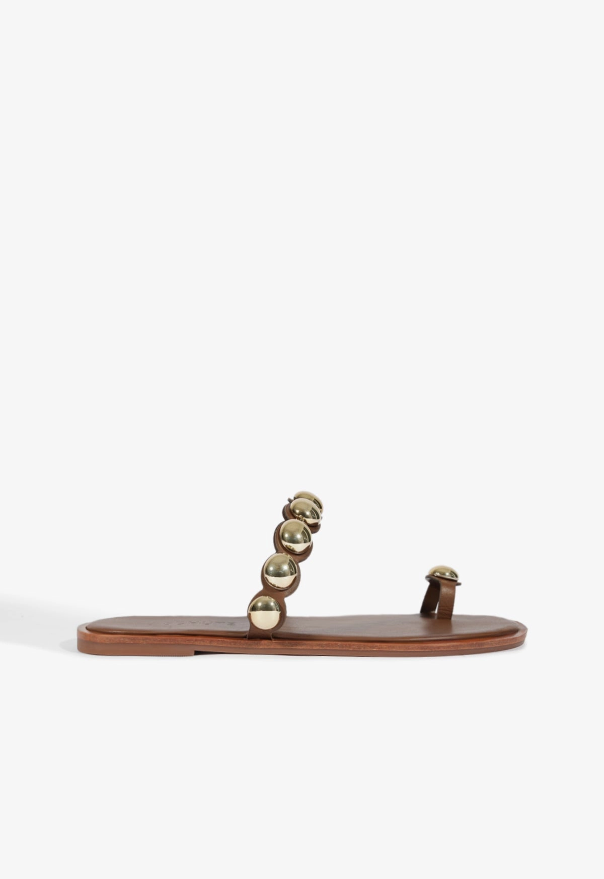 Trendy Beach Footwear High Rebound Foam Romy Brown Leather Flat Sandal