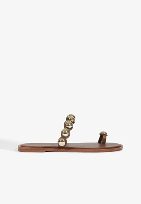 Supportive Footbed Romy Brown Leather Flat Sandal