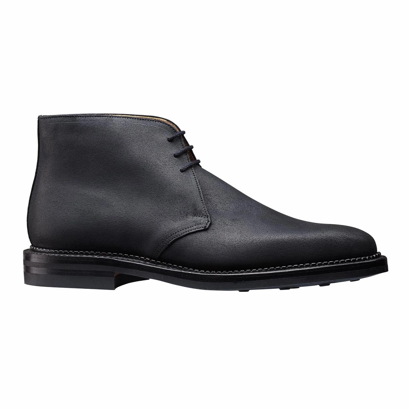 Modern Minimal Lace Up Molton Black Rough-Out Suede
