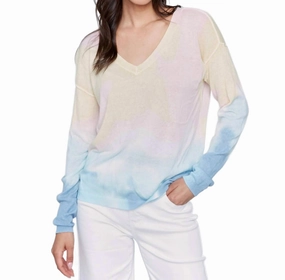 Reinforced Edging Lightweight Long Sleeve Tie-Dye Sweater In Multi