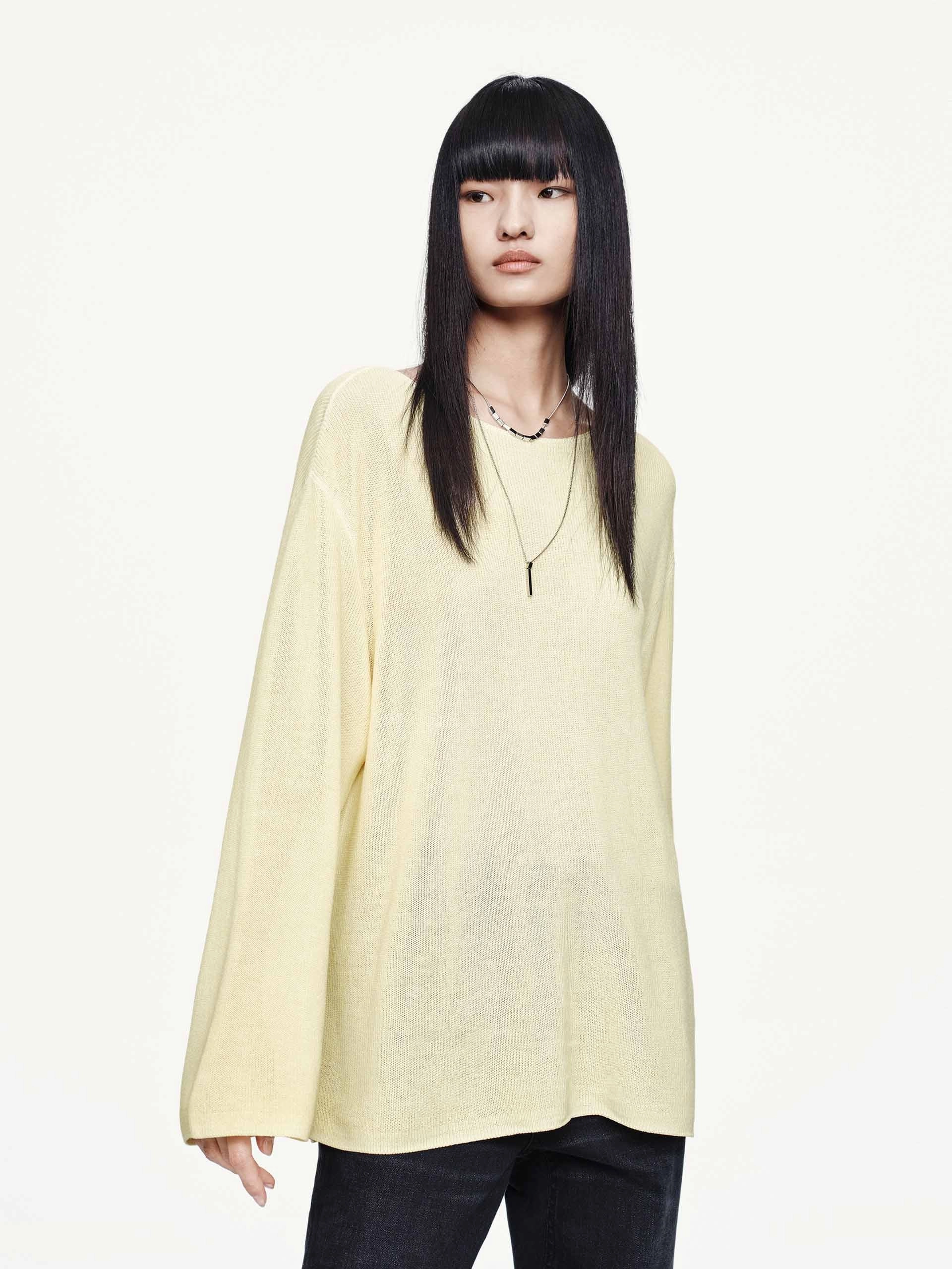 Quick Dry Tech SeamlessKnitConstruction Lightweight Loose Knitted Top