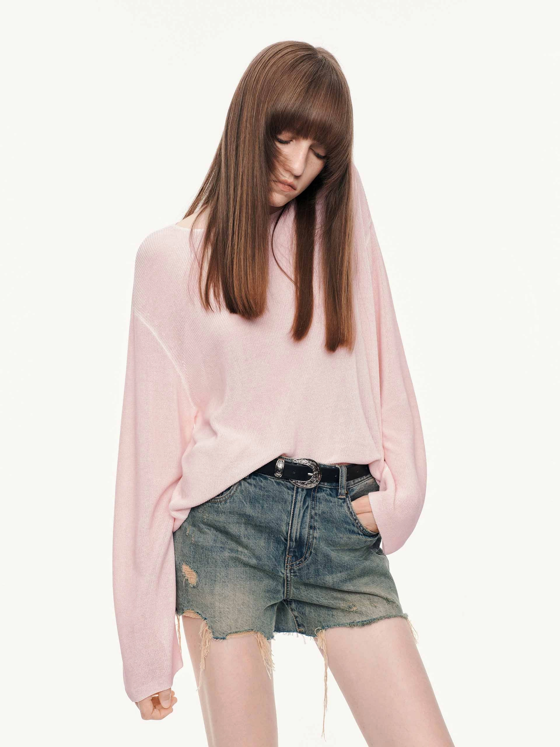 Lightweight Loose Knitted Top All Purpose Casual Cut Flexible Ribbing