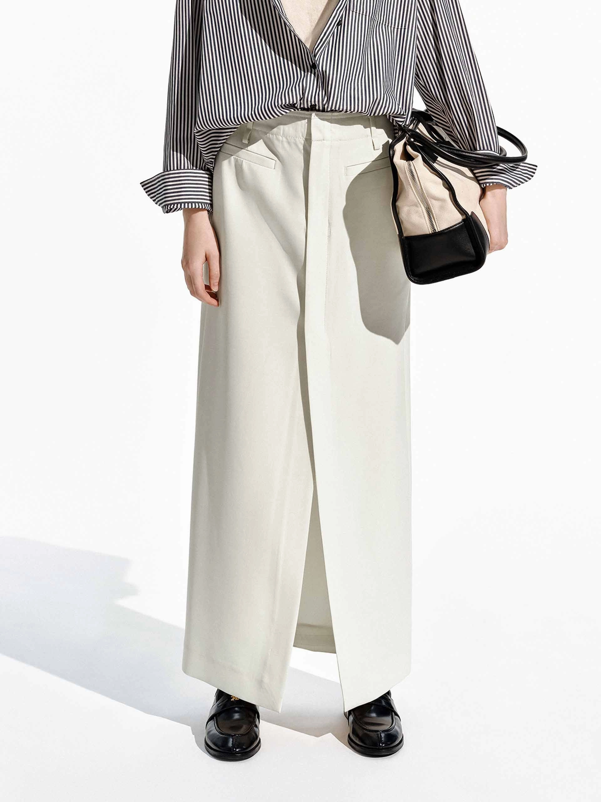 Everyday Comfort Wear Belted Front Slit Skirt