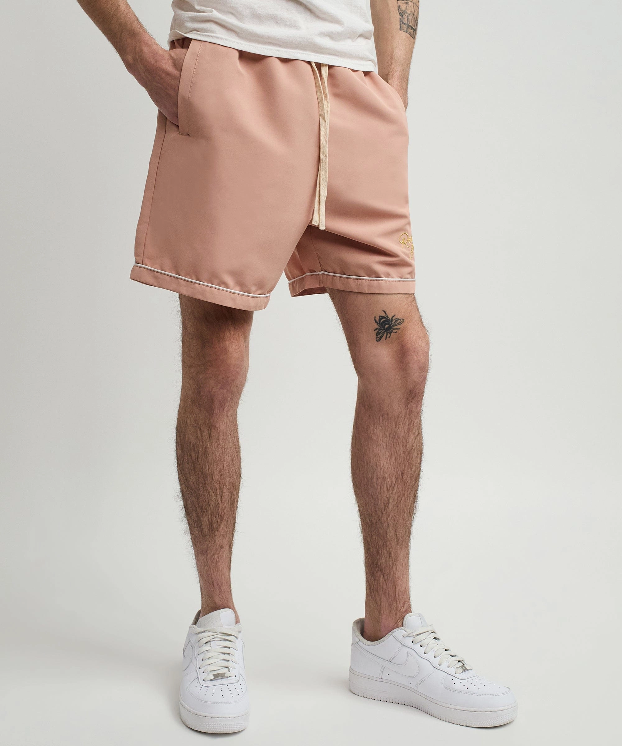 Clubmaster Embroidered Shorts - Sand NonFadeFinish Adjustable Hem